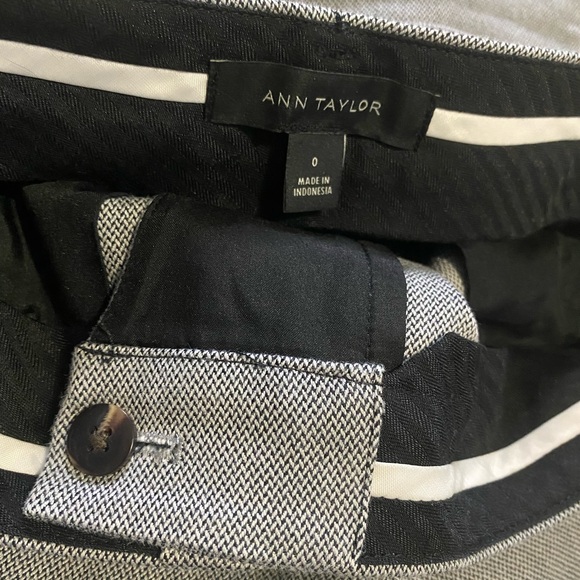 Ann Taylor business suit pants classic woven pattern black white look grey XS 25 - Picture 2 of 8